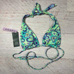 NEW Wild Fable Multiway Heart Print Triangle Bikini Top Size XXS 00 Green TARGET